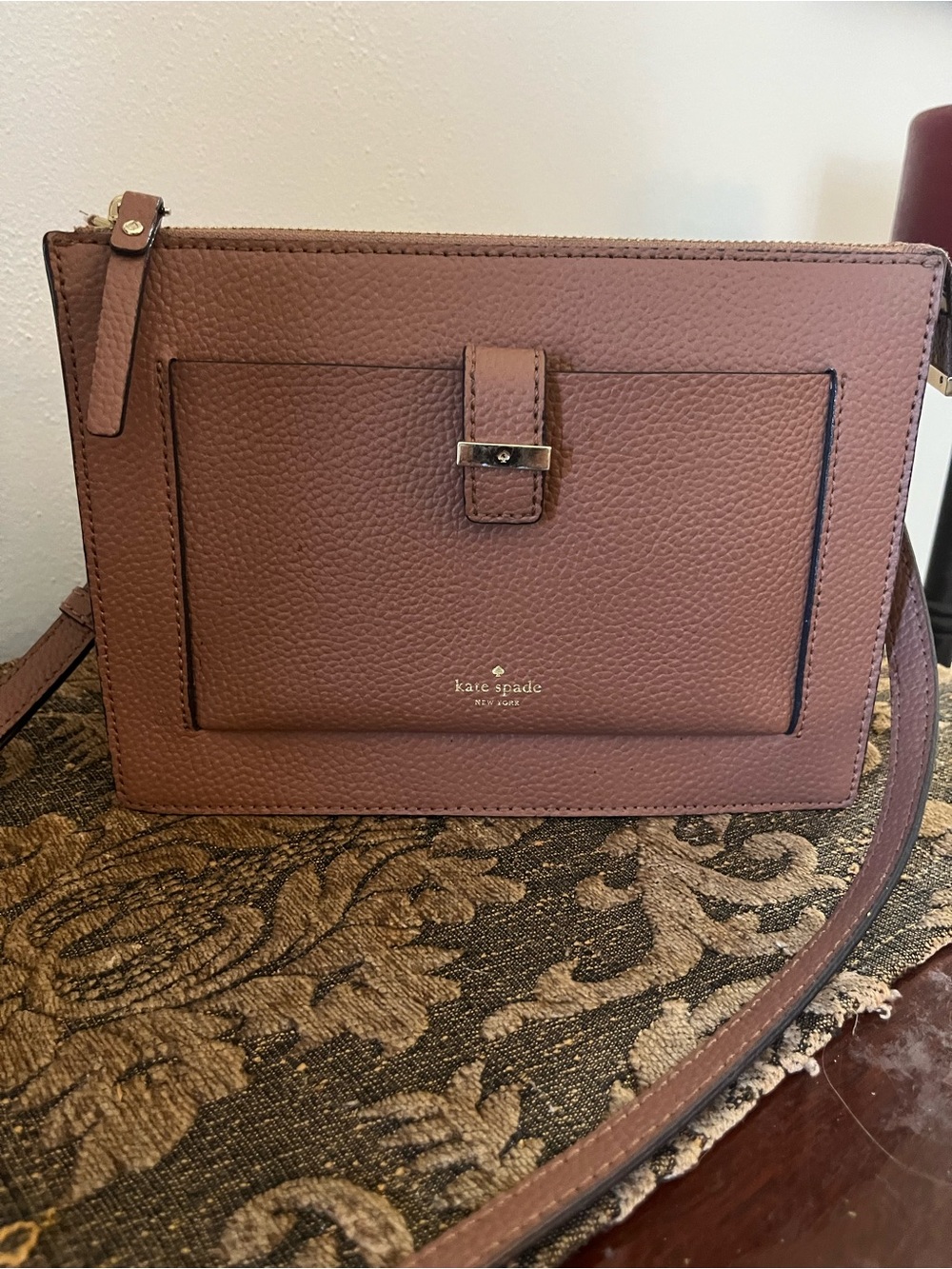 kate spade Mauve/Brown Pebbled Leather Crossbody